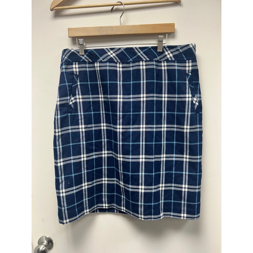 Laura Scott Blue Plaid Skirt Size L Dark Academia Preppy